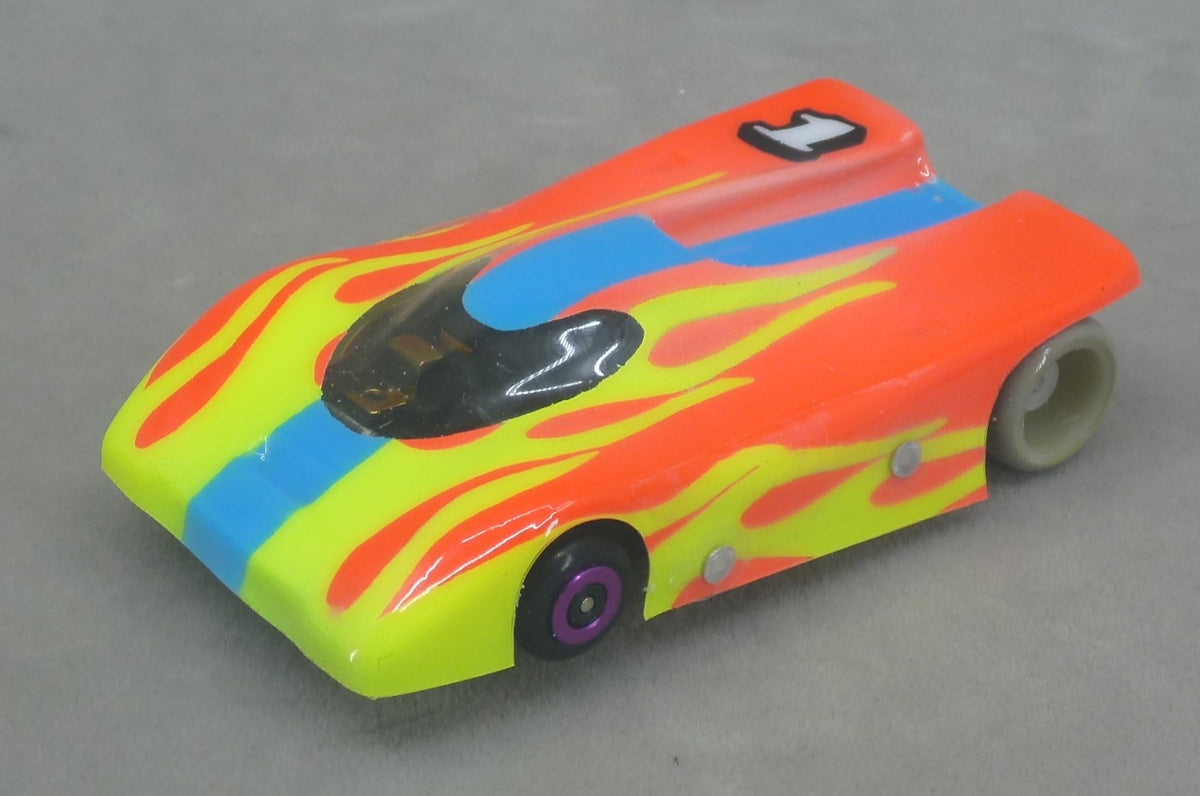 Shadow Flame (Yellow/Orange/Blue) - Professionally Painted Lexan HO Slot Car Body