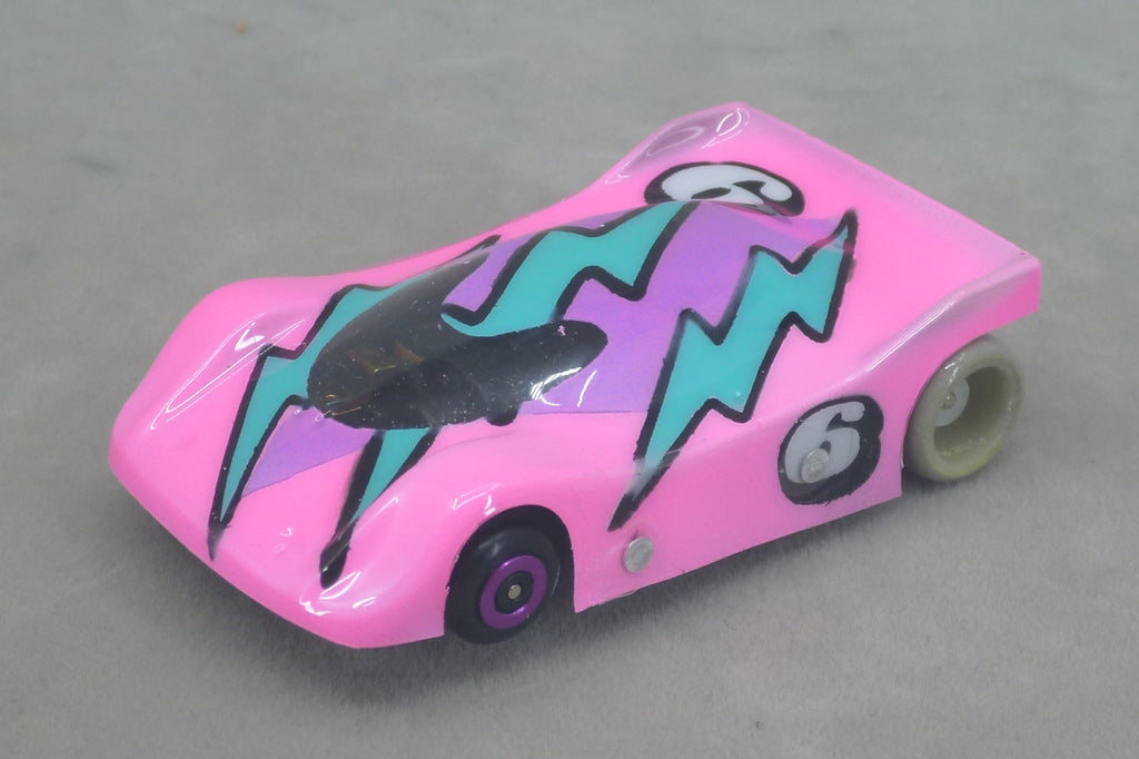 Neon Thunderbolt (Pink / Aqua / Purple) - Professionally Painted Lexan HO Slot Car Body