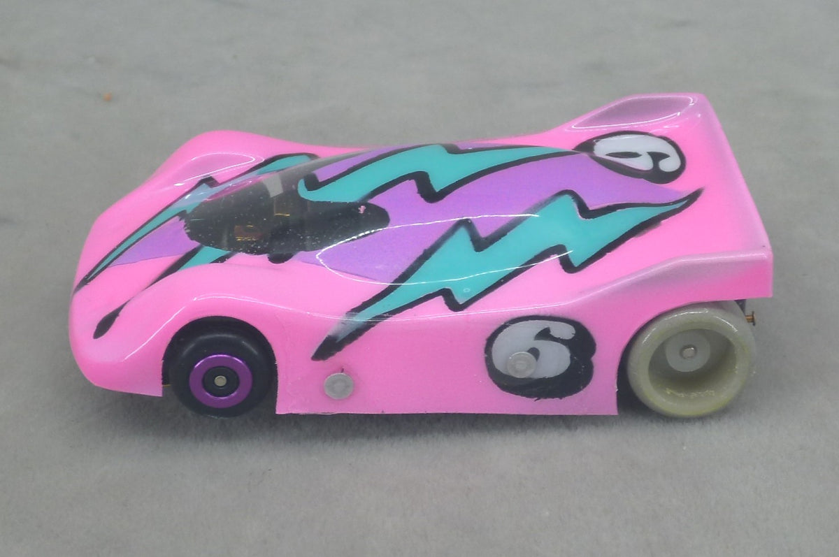Neon Thunderbolt (Pink / Aqua / Purple) - Professionally Painted Lexan HO Slot Car Body