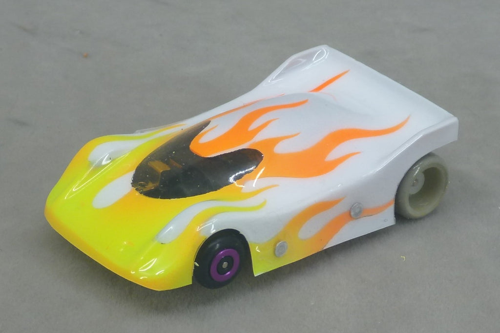 Flames (White) - Professionally Painted Lexan HO Slot Car Body