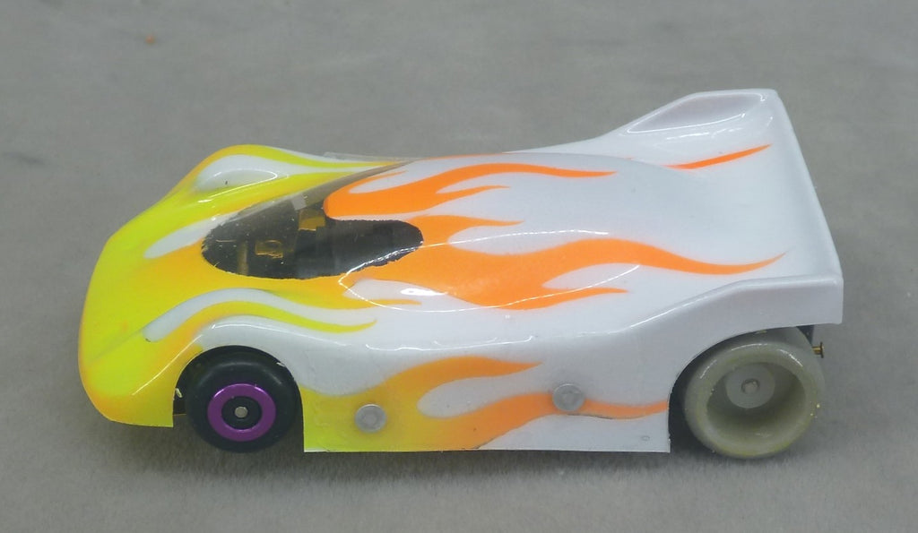 Flames (White) - Professionally Painted Lexan HO Slot Car Body