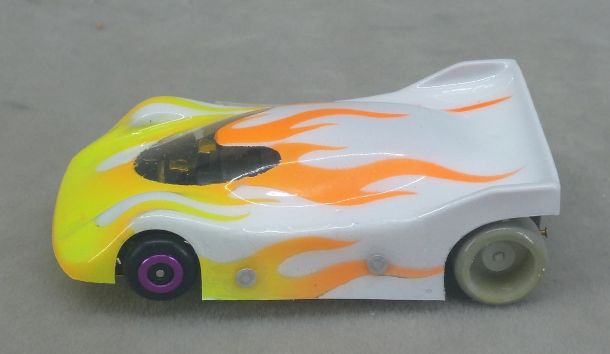 Flames (White) - Professionally Painted Lexan HO Slot Car Body