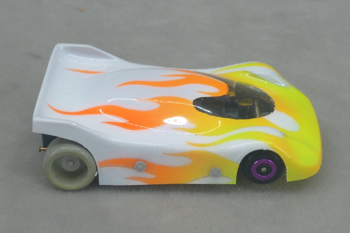 Flames (White) - Professionally Painted Lexan HO Slot Car Body