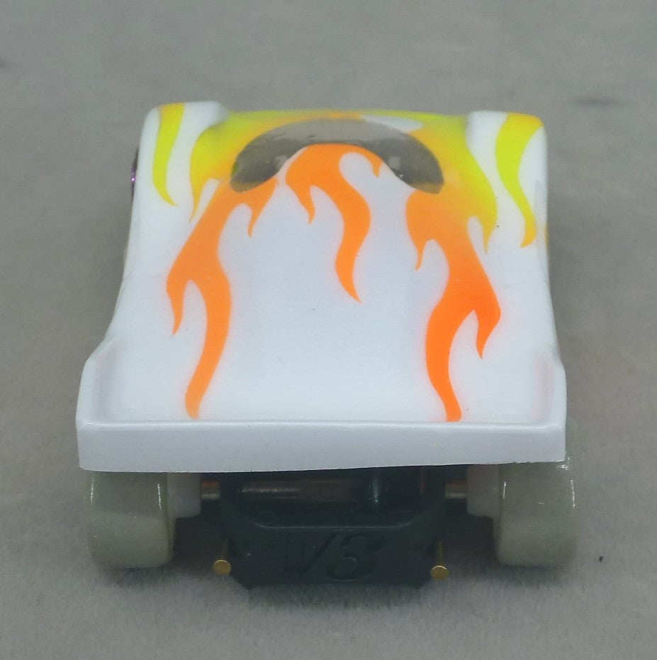Flames (White) - Professionally Painted Lexan HO Slot Car Body